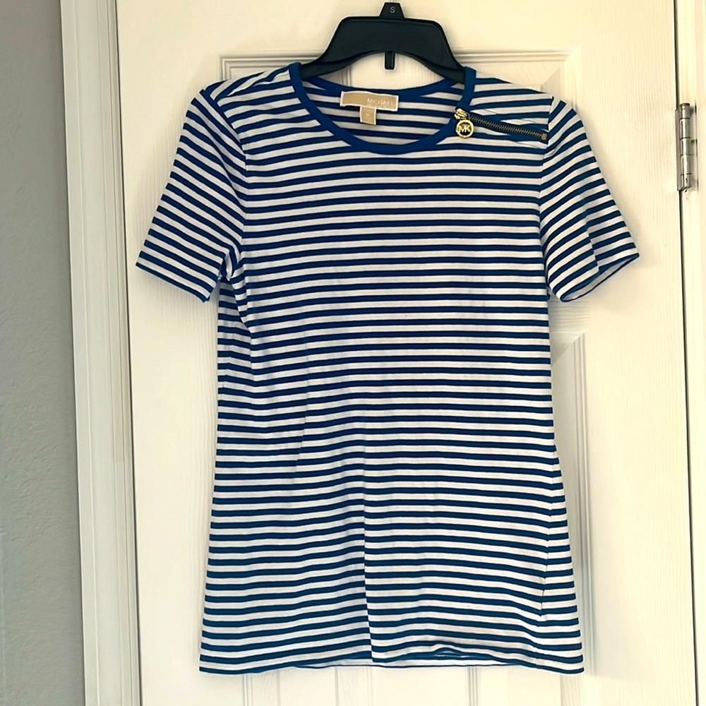 Michael Kors Blue & White Striped Shirt